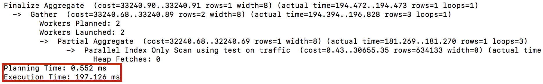 shows query plan on traffic aggregate